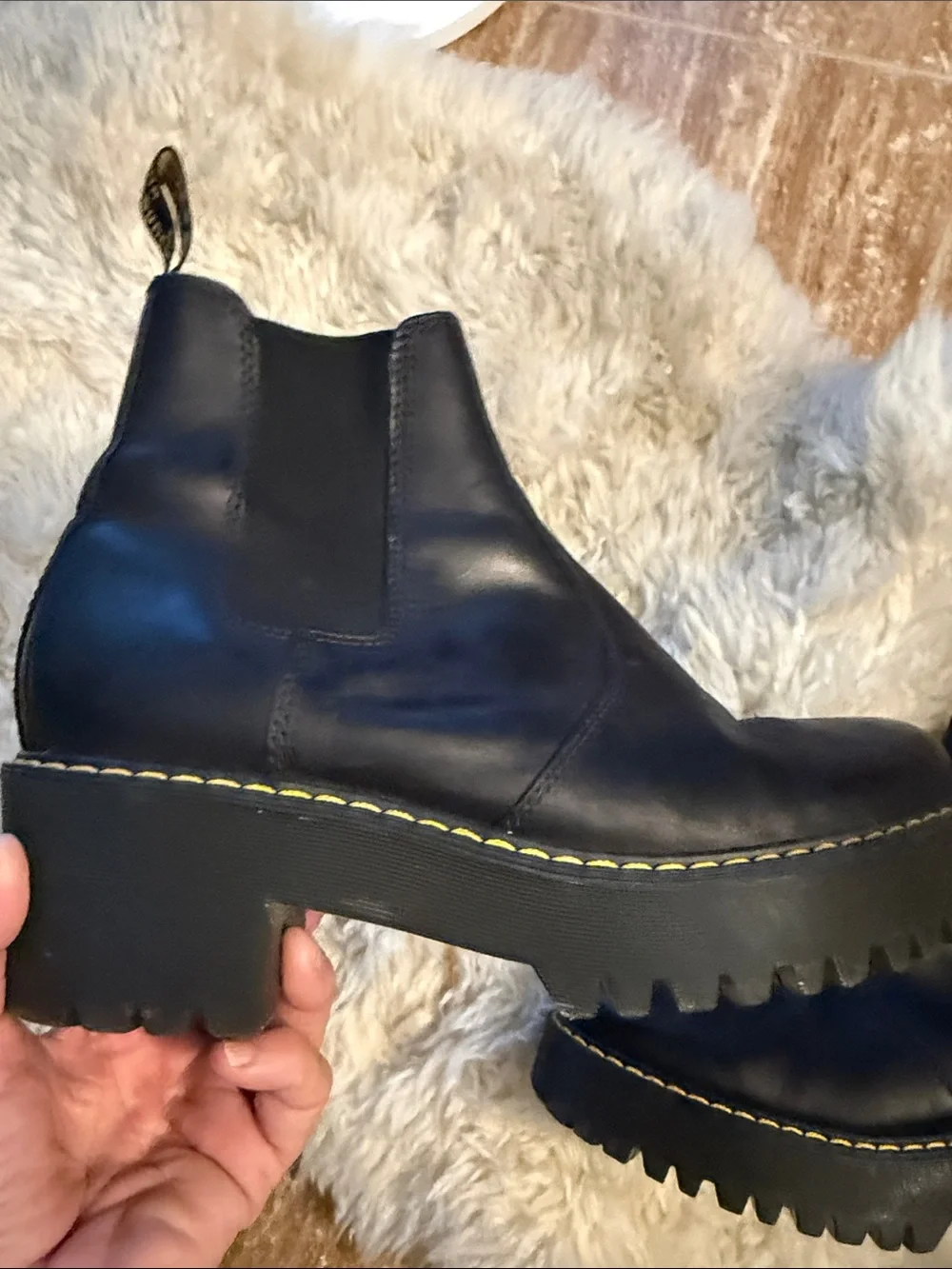 Dr. Martens Black Leather Platform Chelsea Booties